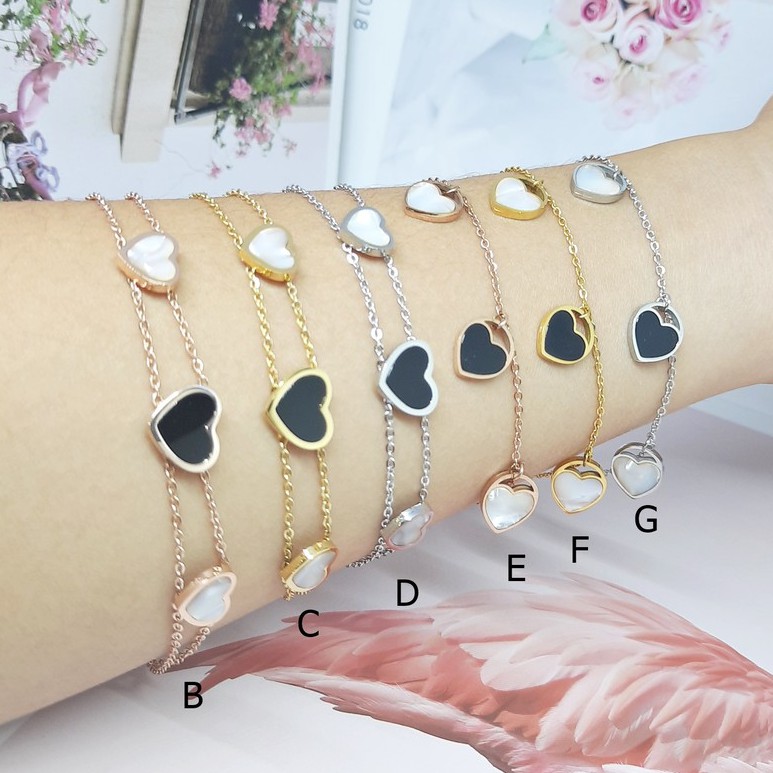 Gelang Titanium  Rantai Model Korea Love  Rosegold - BB531