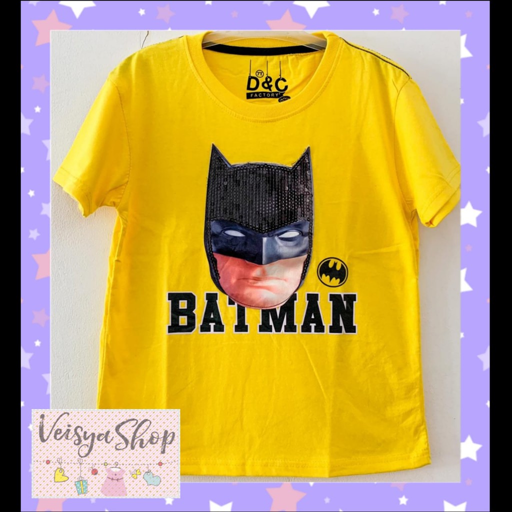 Baju Kaos Anak Laki Laki Batman Lampu LED 1-6 Tahun Atasan Anak Cowok Baju Rumah Santai