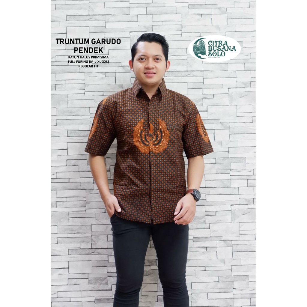 TRUNTUM GARUDO PENDEK Kemeja Batik Pria Full Furing Bahan Katun Primisima