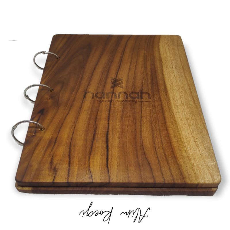 Cover Buku Menu A4, Menu Board Kayu Jati, Papan Menu Restoran Cafe