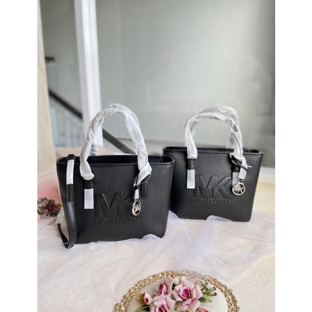 MK jet set tote and crossbody bag black leather