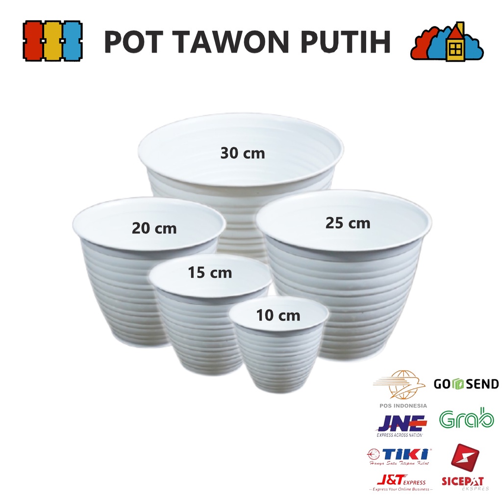 POT BUNGA TAWON PUTIH UK. 15 - 30CM Tanaman Pirus Guci Madu - TANAKA PLASTIC