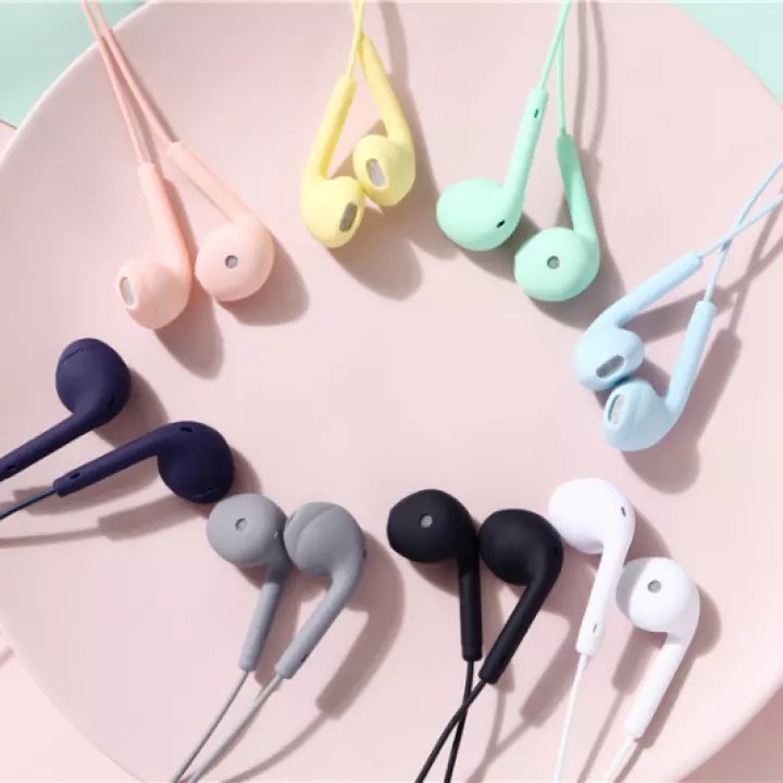 HEADSET MACARON U19 SUPER BASS - HANSFREE JACK 3.5mm FULL COLOR - WARNA WARNI LUCU BASS KOREA STYLE