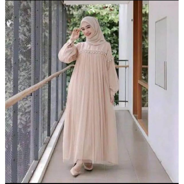RAFIKA Dress Tulle Tutu Variasi Renda / Gaun Bumil / Gamis Kekinian / Ukuran kecil hingga Jumbo