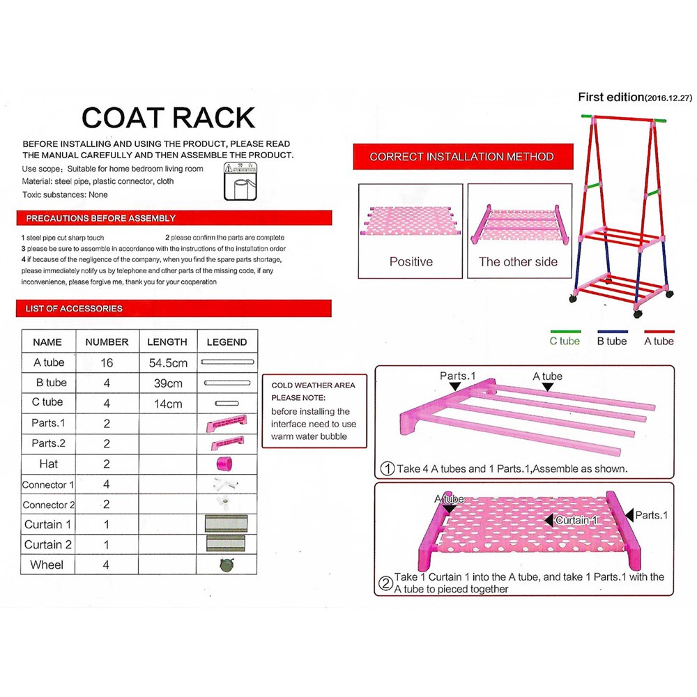 Rak Baju TRIANGLE Standing Hanger 4 Roda Warna