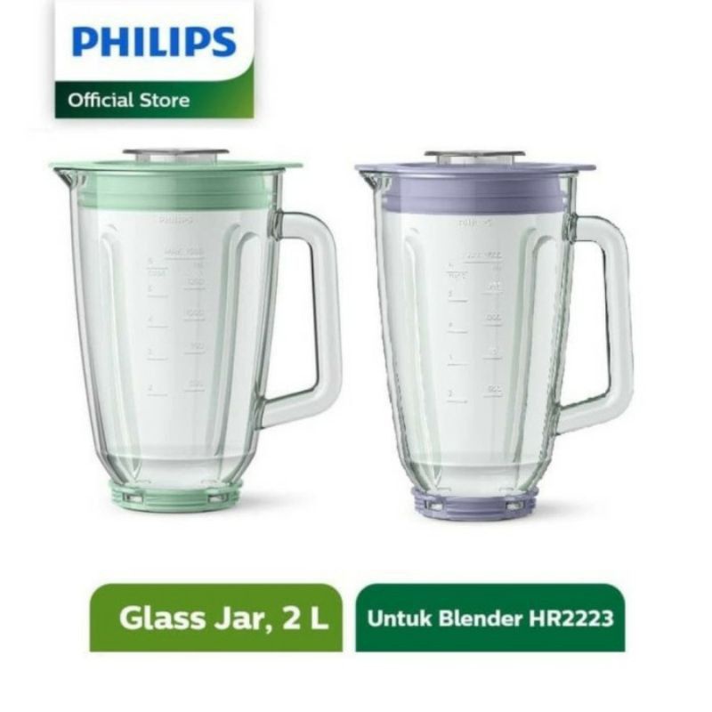 PHILIPS HR-3214 GLASS JAR ACCESSORY PLUS LID HR-3213/05 GELAS BLENDER FOR HR-2221 HR-2222 HR-2223