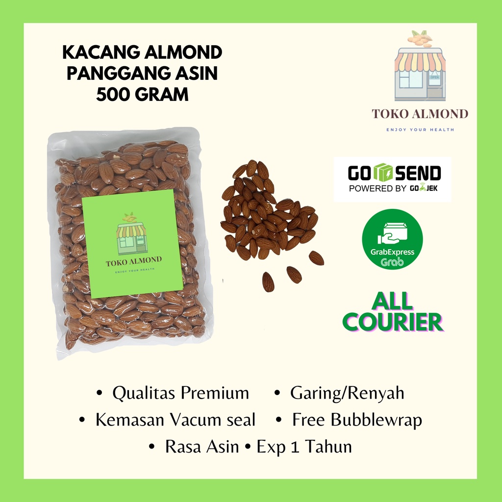 

Kacang Almond Panggang Asin 500gr - 1kg