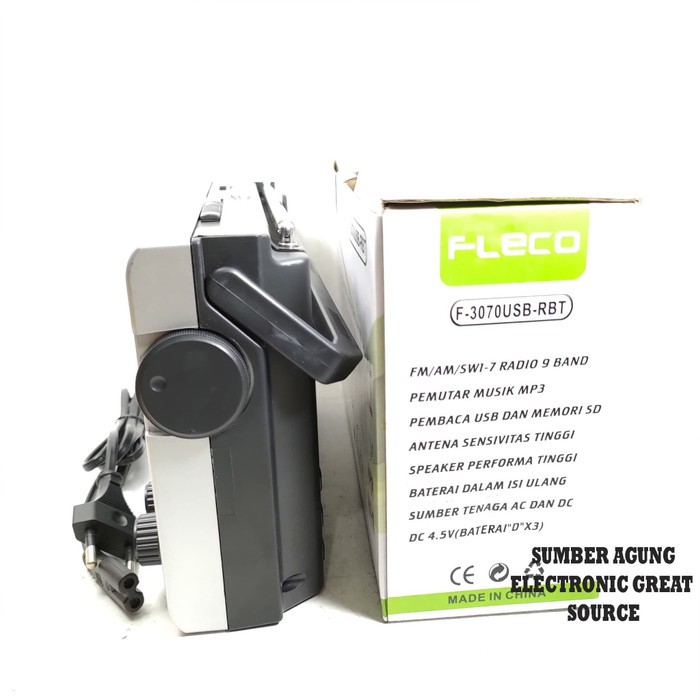 Fleco F3070 F3070USB-RBT 9Bands Speaker Radio Putar Layar USB Micro SD