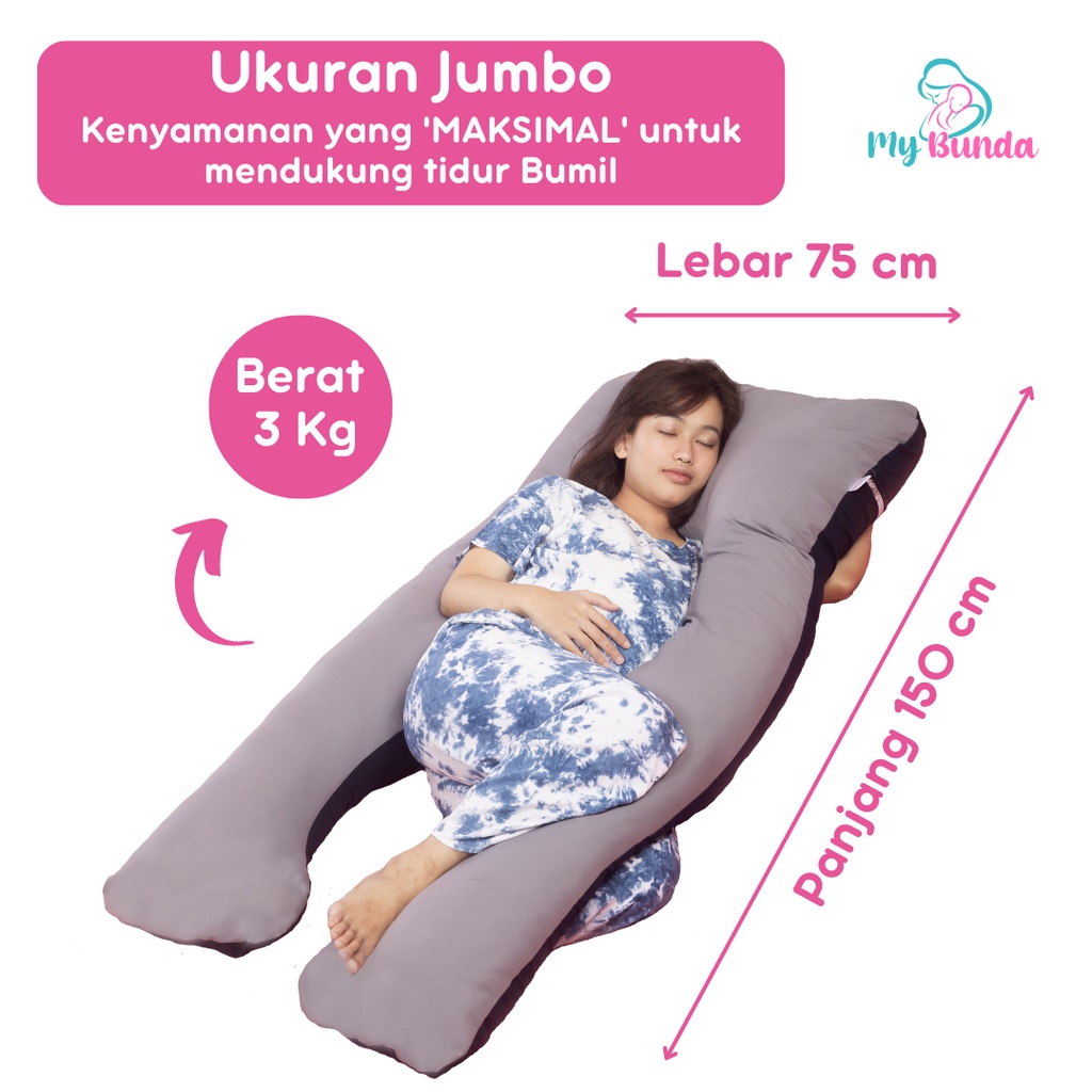 Bantal Hamil Tidur | Bantal Hamil | Bantal Ibu Hamil | Bantal Bumil | Bantal Ibu Hamil Tidur | Bantal Hamil Dan Menyusui | Penyangga Perut Ibu Hamil | Maternity Pillow Kualitas Premium Ukuran Jumbo Terdapat Resleting dan Sarung Dalam | Premium Abu Navy