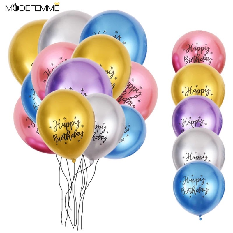 12 inches Gold Silver Happy Birthday Metallic Chrome Balloons /Helium Air Balloons for Birthday Party Decoration