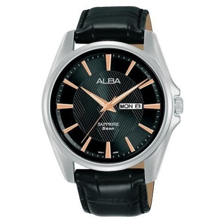 Jam Tangan Pria Alba AJ6105X1 Silver Black Original