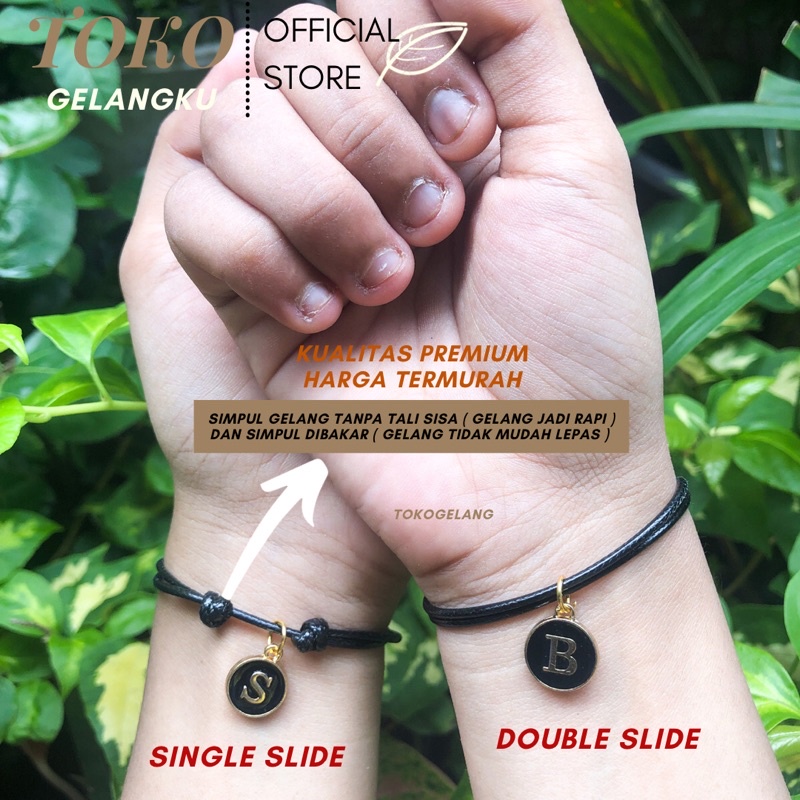 [TERMURAH] (A-Z) GELANG EPOXY HITAM ( BELI 10 FREE 1 GELANG POLOS ) / Gelang Tali Huruf Inisial Pria Wanita / Gelang Couple Sahabat Pacar / Bracelet initial Abjad di