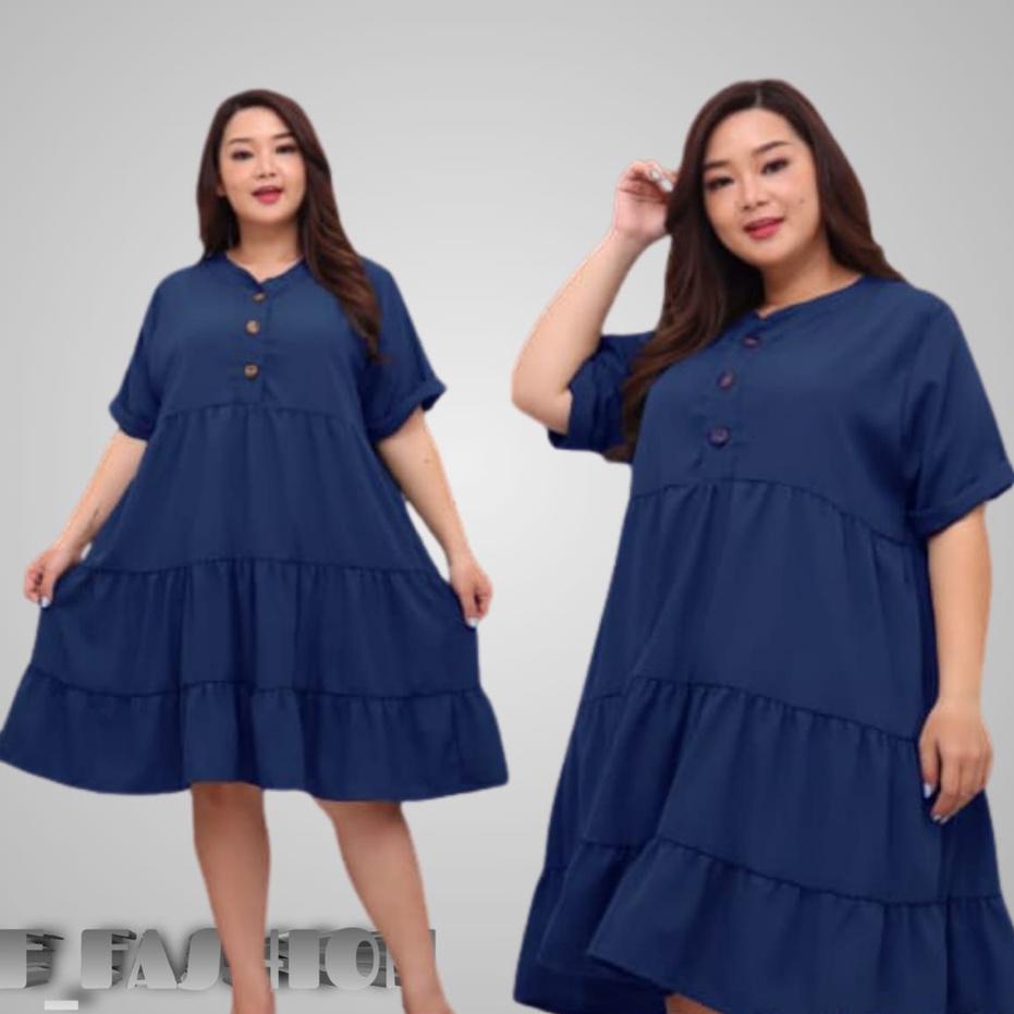 Trend termurah JUNE DRESS MAXI JUMBO REMPEL SUSUN BUMIL BUSUI FRIENDLY 3XL LD 120 POLOS Dress jumbo 