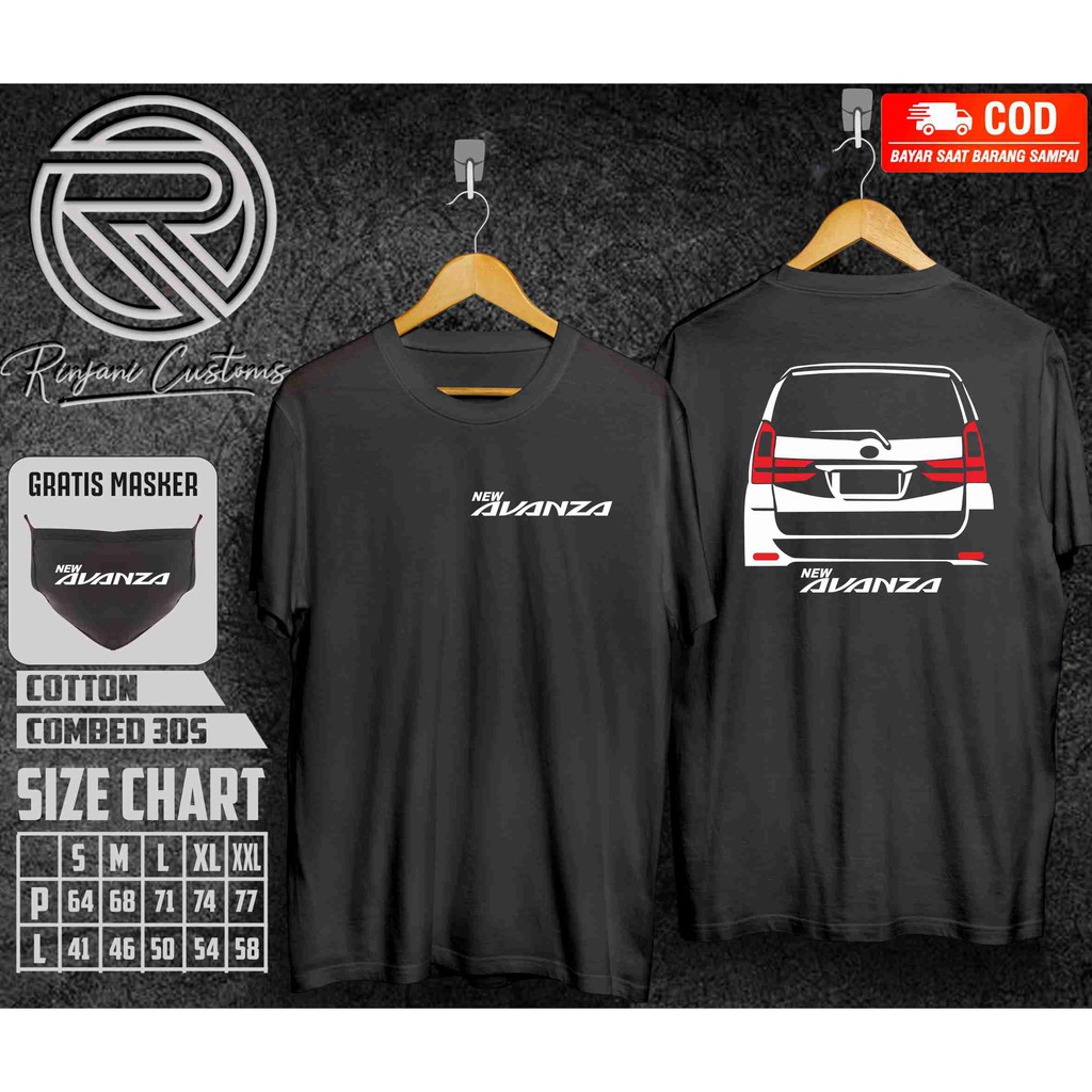 KAOS BAJU MOBIL TOYOTA ALL NEW AVANZA.FREE MASKER DAN BISA TAMBAH NAMA DAN LOGO
