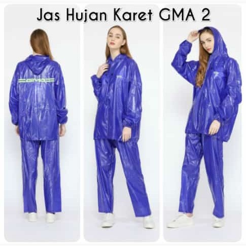 Jas Hujan GMA 2 Setelan Baju Celana/Jas Hujan Karet Rubber/Mantel Hujan Stelan Jaket Celana/Raincoat Rain Coat Mirip Axio 289 298