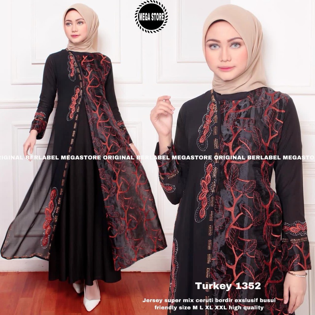 Abaya Turkey 1354 hitam bordir//turki saudi// Abaya ORI/Abaya Hitam