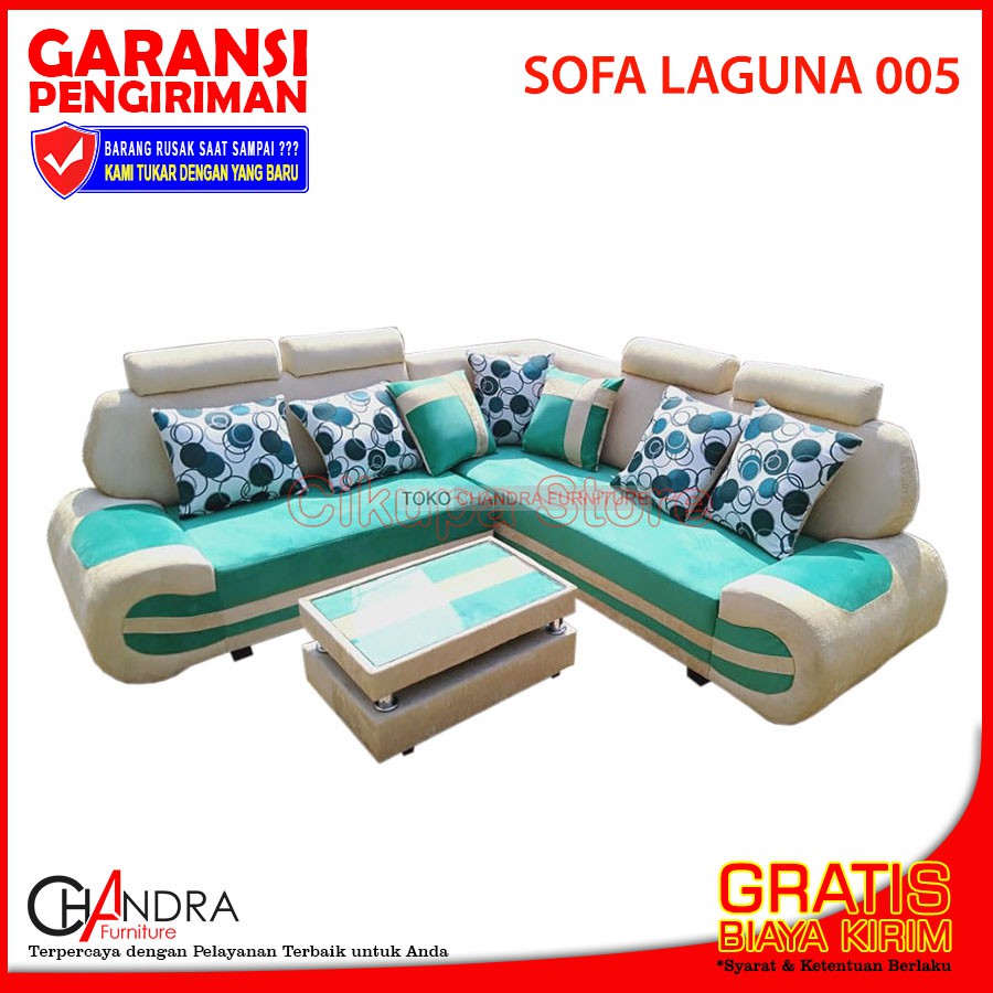 SOFA LAGUNA 005 + MEJA BERGARANSI (Sofa Sudut, Sofa Mewah, Kursi Ruang Tamu)