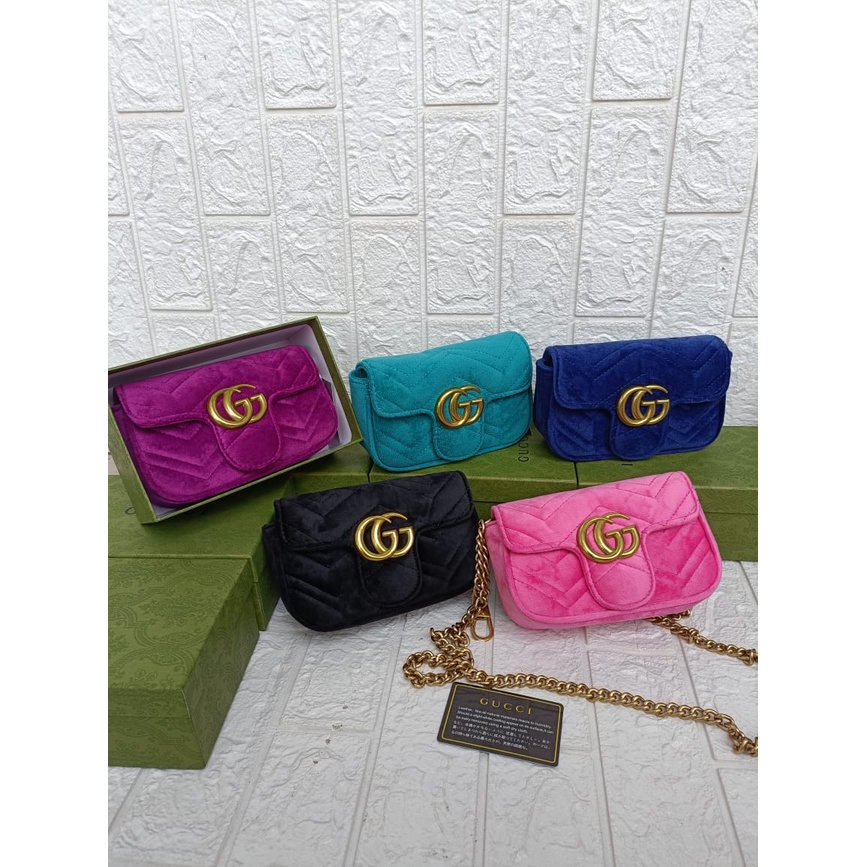 TAS SELEMPANG MINI WANITA IMPORT FASHION / GC MARMONT MINI VELVET SUEDE
