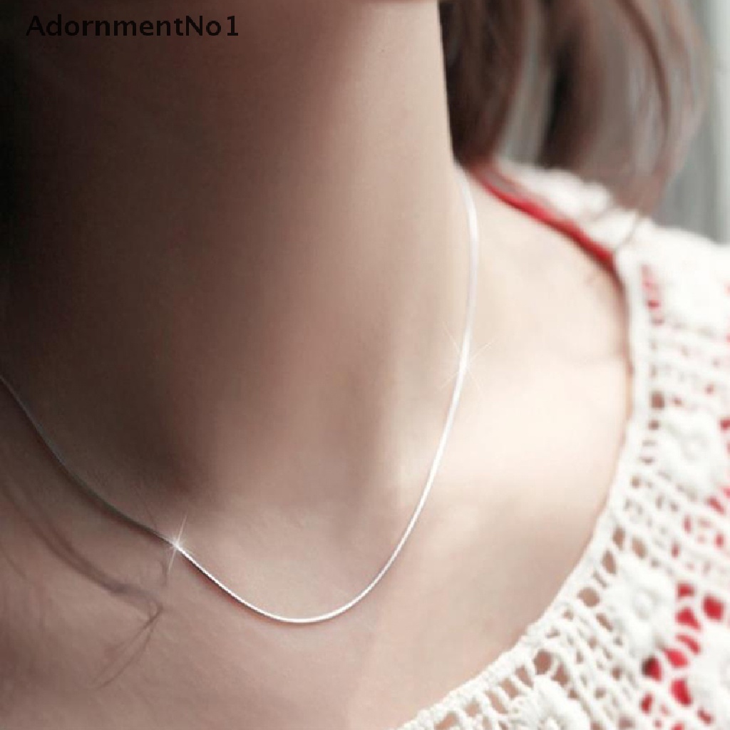 (AdornmentNo1) 5pcs Kalung Rantai Ular Lapis Silver 1MM 45-70CM Untuk Wanita