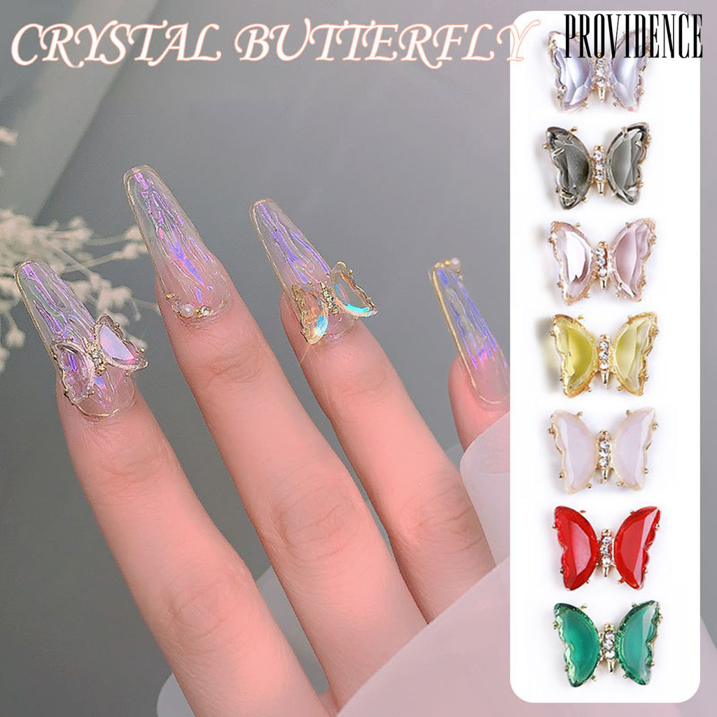 Providence 5pcs / Set Ornamen Kupu-Kupu Kristal 3d Multi Warna Dekorasi Manicure / Nail Art