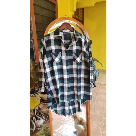 preloved flanel hijau army