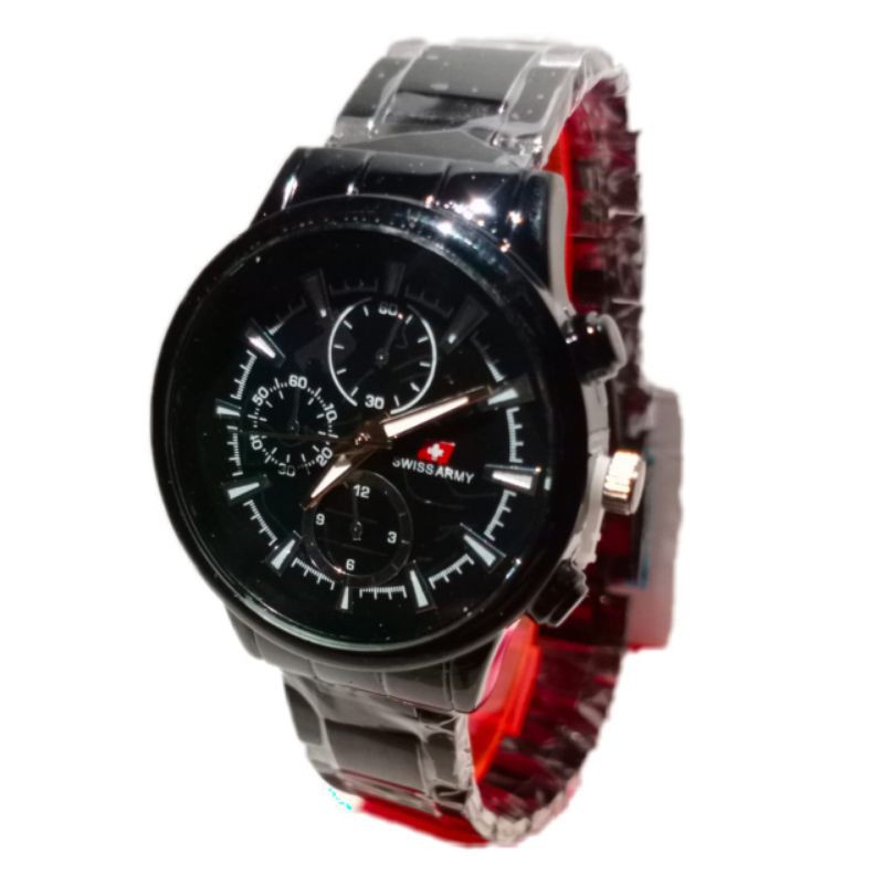 (Cod)Jam Tangan Couple A-R-M-Y Fashion Rantai Full Black (Dikirim Jakarta)