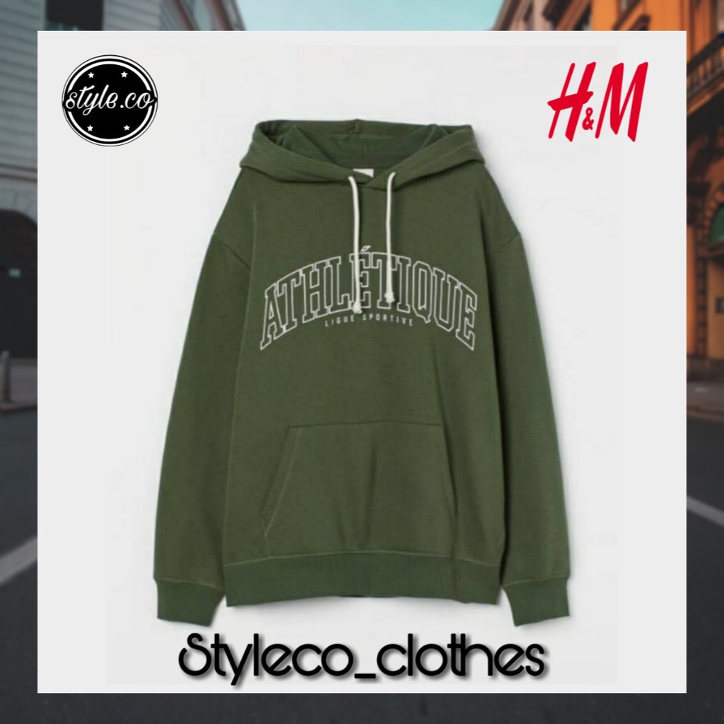HOODIE H&M ATHLETIQUE GREEN ORIGINAL MURAH - HOODIE H&M ORIGINAL MURAH - HOODIE BRANDED MURAH - HOOD