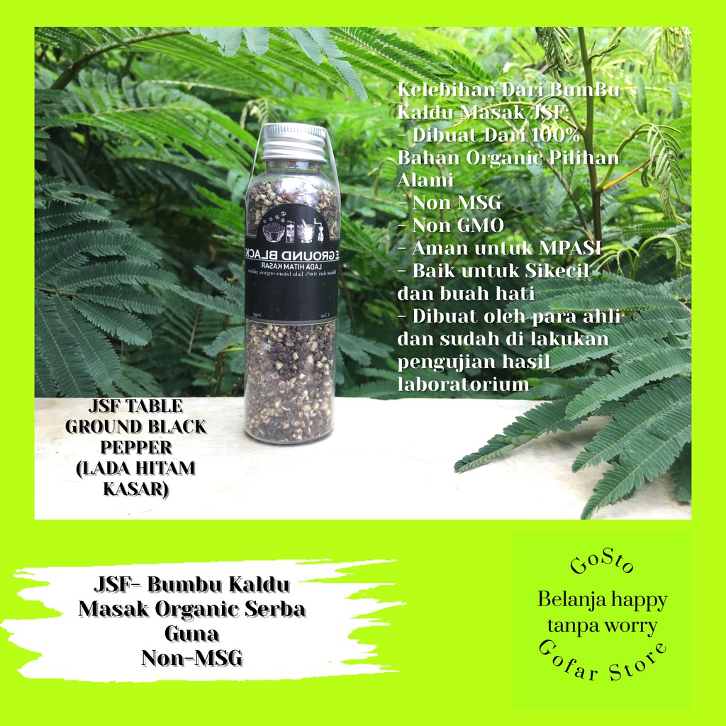 

BUMBU MASAK SEHAT ORGANIK PREMIUM TABLE GROUND BLACK PEPPER LADA HITAM KASAR TANPA MSG MPASI JSF
