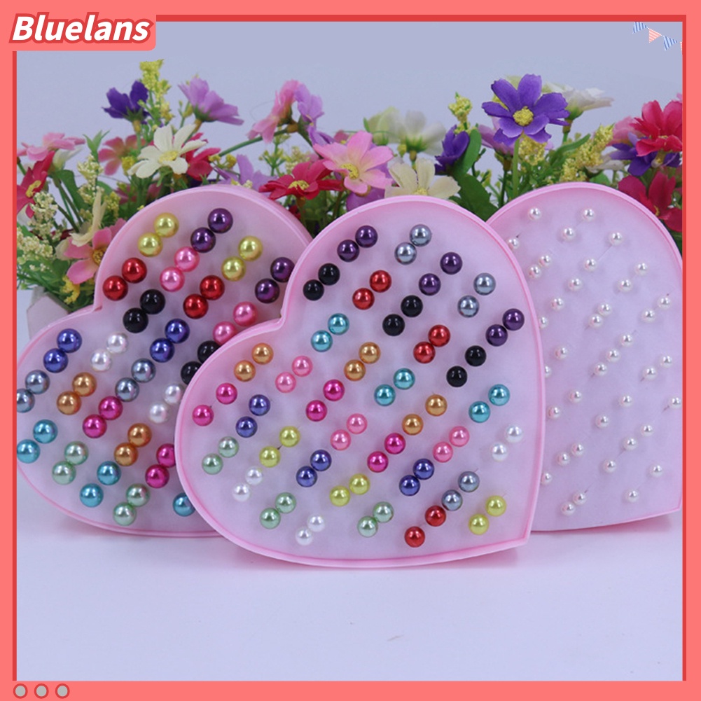 Bluelans 36 Pasang Anting Stud Bahan Stainless Steel Aksen Mutiara Tiruan Warna-Warni