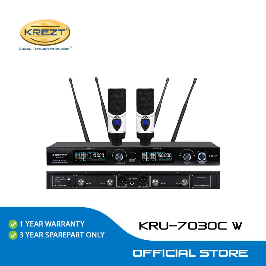 PROFISSIONAL WIRELESS MICROPHONE KREZT KRU-7030 C WHITE