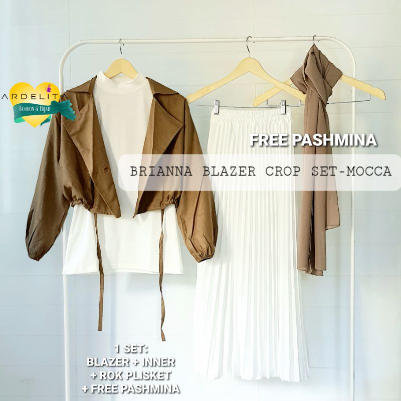 $FREE PASHMINA$ BRIANNA  SET  HEMAT  LENGKAP/PAKET  OOTD HIJAB BAJU KOREAN STYLE BLAZER