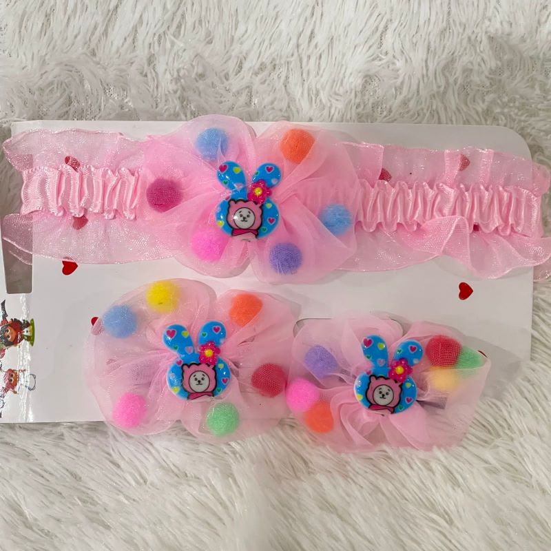 Bandana Jepitan Pita Anak Bayi Perempuan Motif Boneka Unicorn Mickey Bando Headband