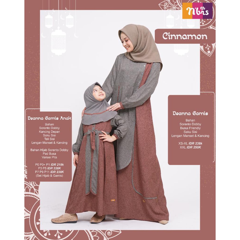 Nibras Sarimbit Deanna Cinnamon Bahan Sorento Dobby Baju Couple Keluarga Seragam Lebaran Family