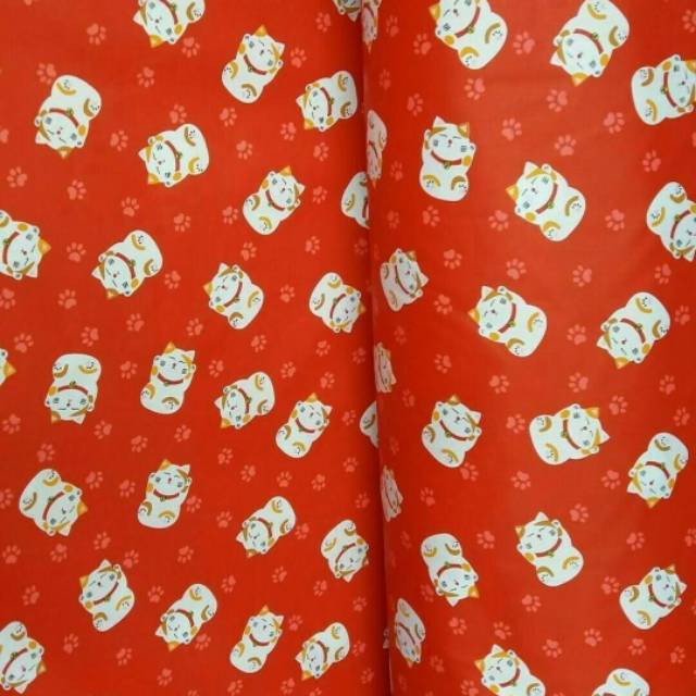 Bahan Kain Sprei Meteran - Maneki cat  | Katun Lokal