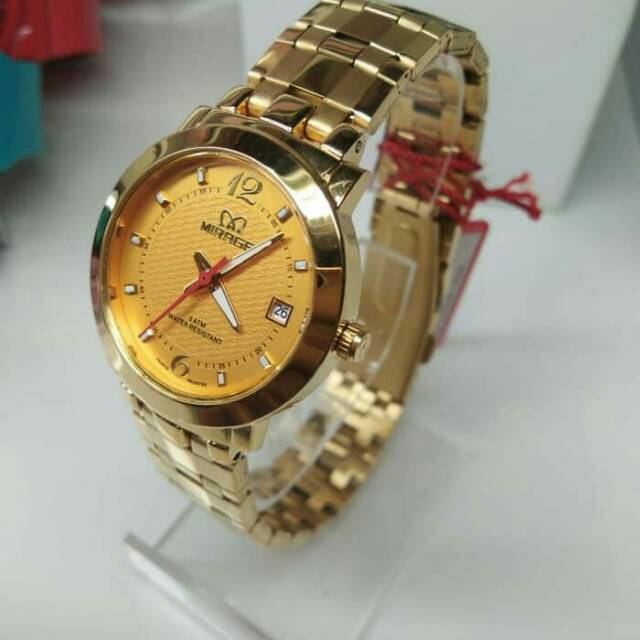 Jam tangan wanita mirage 7393 original gold water resistant