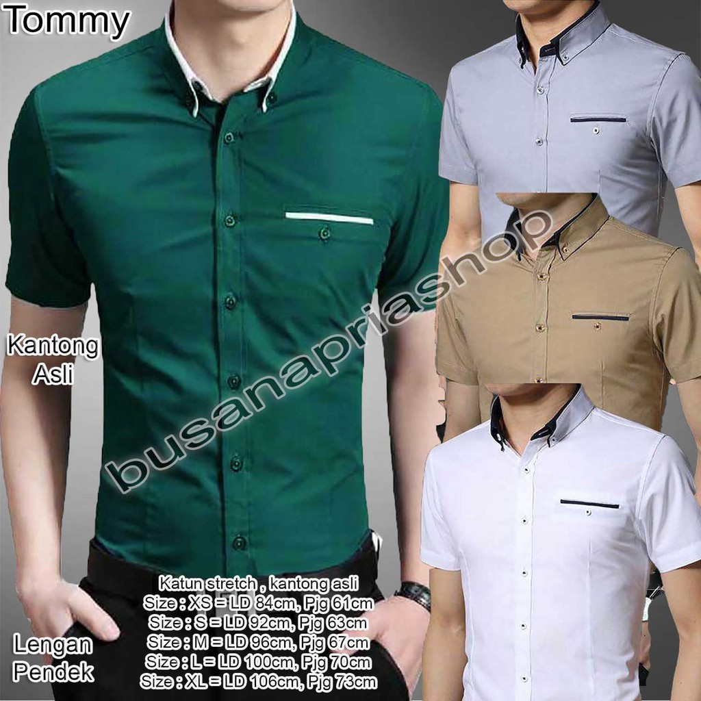BPS COD Kemeja Pria pendek TOMMY tomy size XS S M L XL pdk polos formal casual laris gosend
