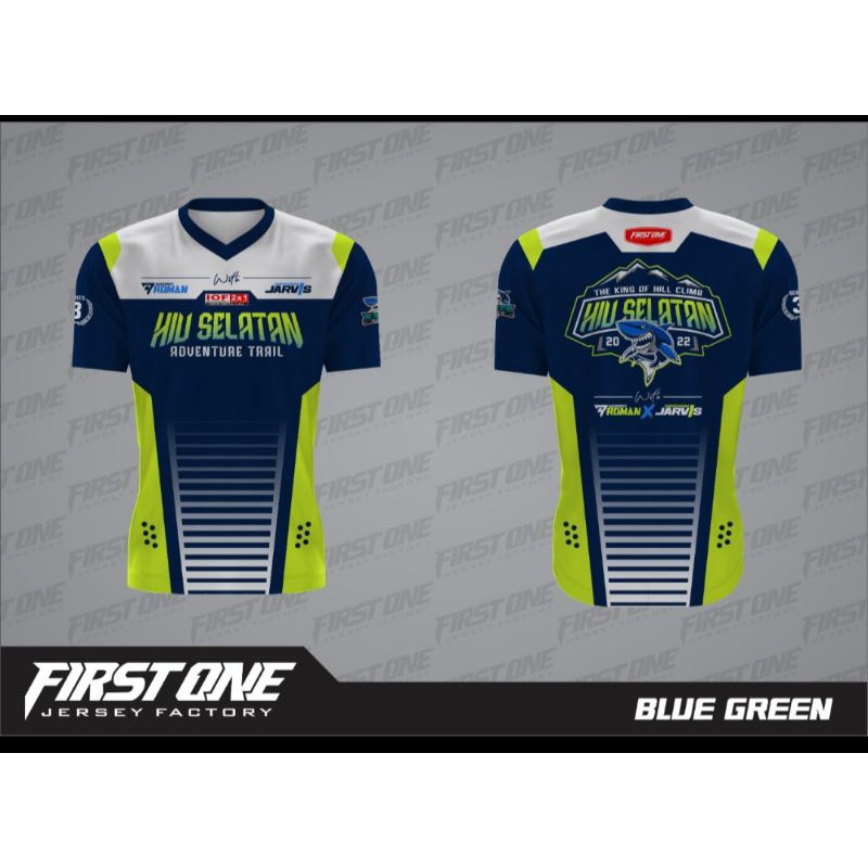Blue Green Baju T-shirt Kaos Jersey Pria Lengan Pendek Premium Terbaru 2022 Hiu Selatan Trail Advent