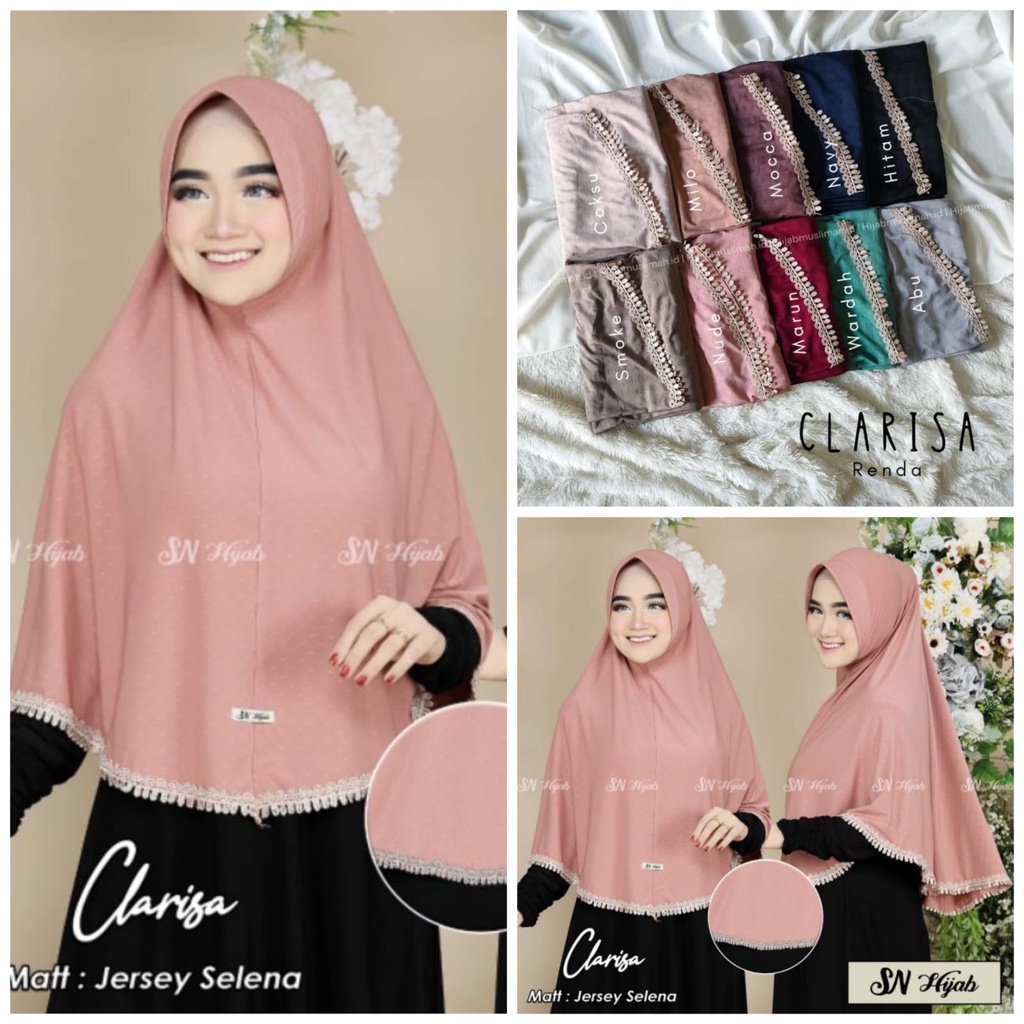 Jilbab Jersey Jumbo Renda Clarisa SN Hijab Premium - Sisyhijab