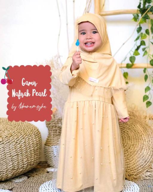 Gamis Nafisah Pearl Size 3-6 Tahun gamis mutiara anak