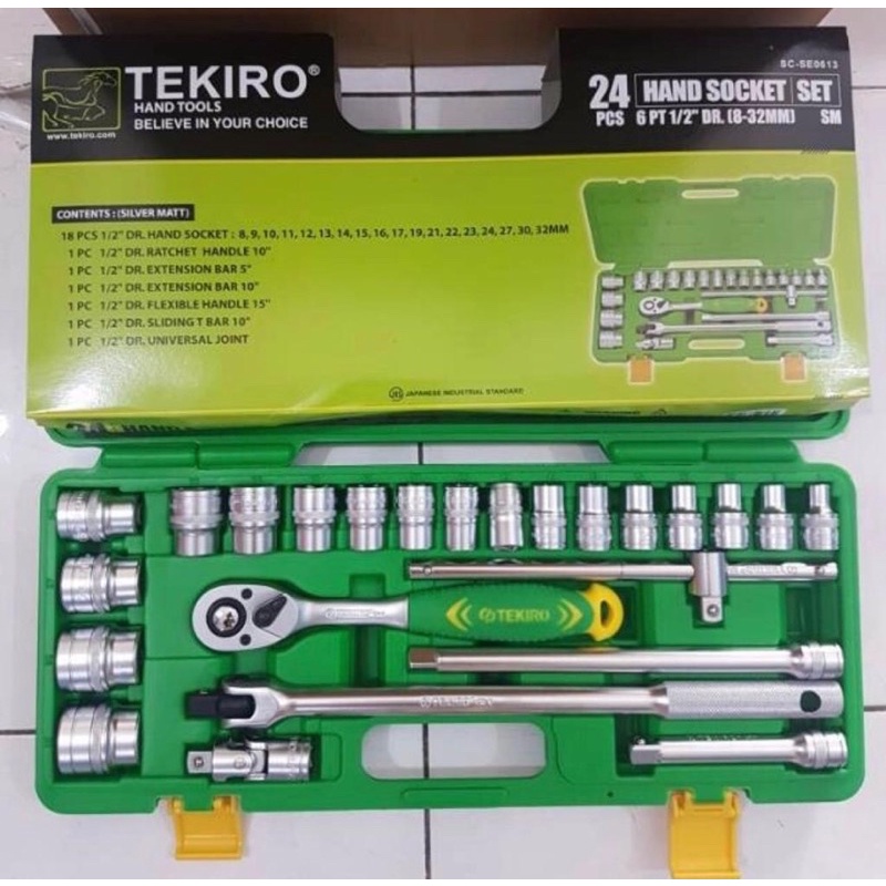 Kunci Sok Set 24 pcs Tekiro 8 - 32 mm 6PT Box Plastik Kunci Sock / Shock Socket 24pcs Tekiro Hand So