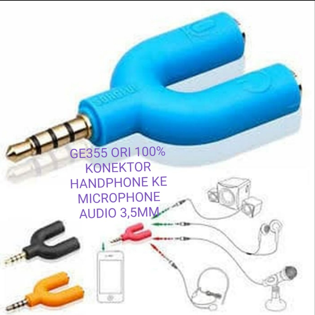 G355 Spliter 2 in 1 konektor splitter aux mic mik 3,5mm conektor audio acc handphone hp jek jack 2in1 microphone laptop komputer smule multi G355   Tentang Produk  Produk ini hanya untuk hp/gadget yg support aux..(headset + mic)U Shape Splitter Jack 3.5mm