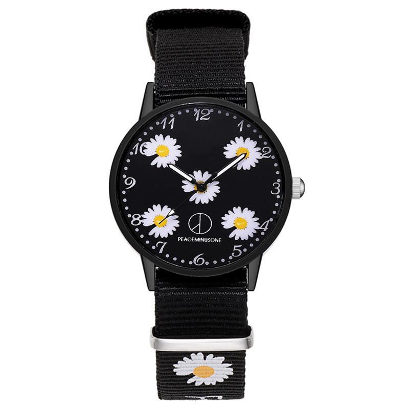 Jam Tangan Quartz  watch GD same paragraph Small D watch Floral Motif Canvas For Women Watch-2