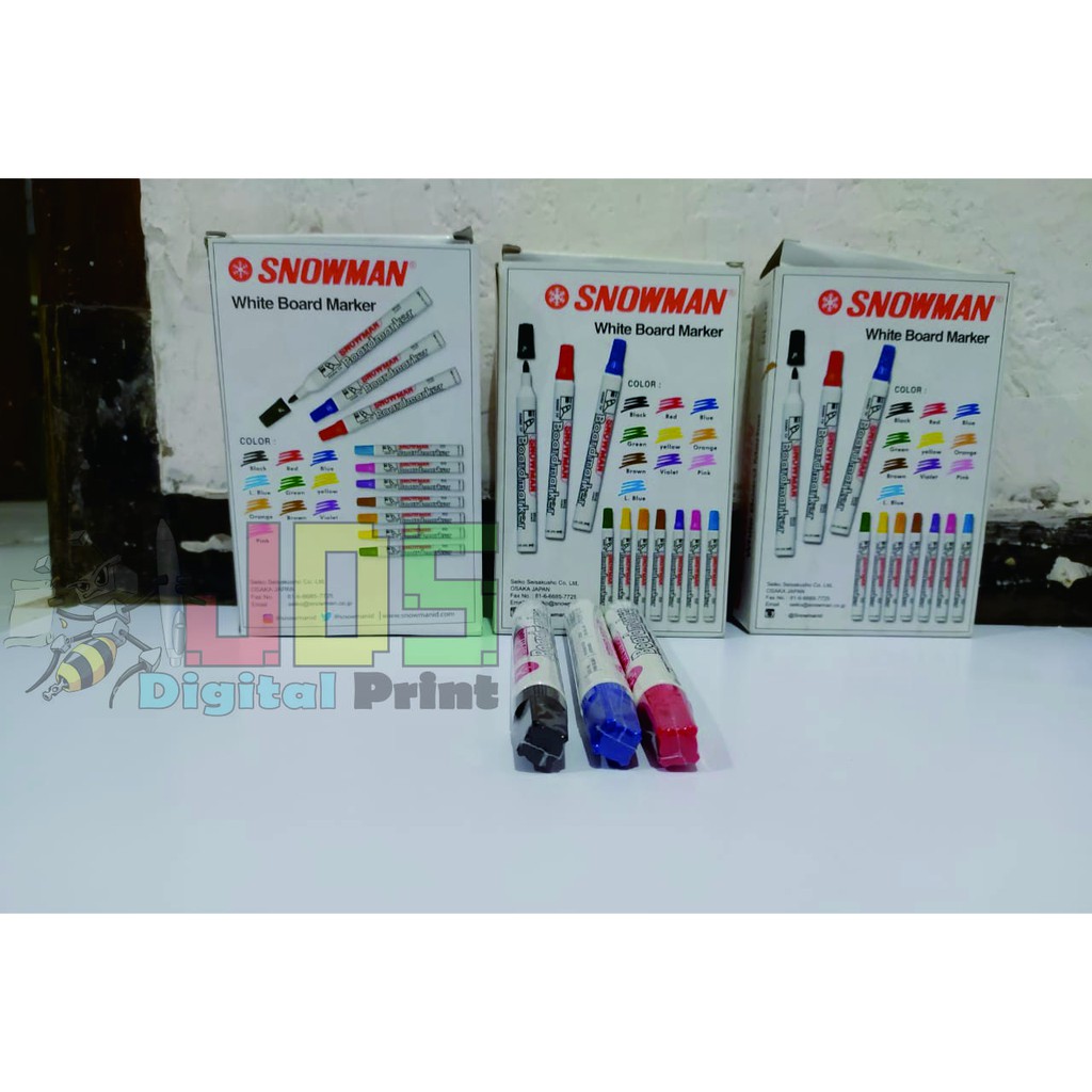 

Spidol Snowman Boardmarker hitam, merah, biru tipe BG-12 (bisa dihapus)