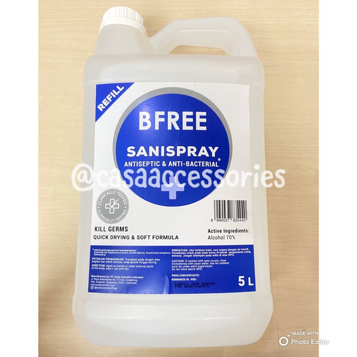 BFREE Hand Sanitizer Liquid Cair - 5000ml (5 Liter ) 70% Alcohol