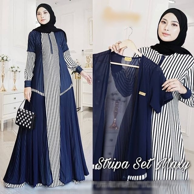 STRIPA SET MAXY Bahan MILANO MIX CERUTY ( DAPAT INER + OUTER PISAH / BUSUI ) WANITA TERBARU 2022