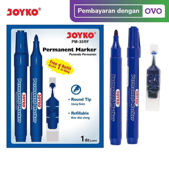 

Spesial Permanent Marker Spidol Permanen Joyko PM-35RF Refillable 1 Box 12 Pcs Spesial