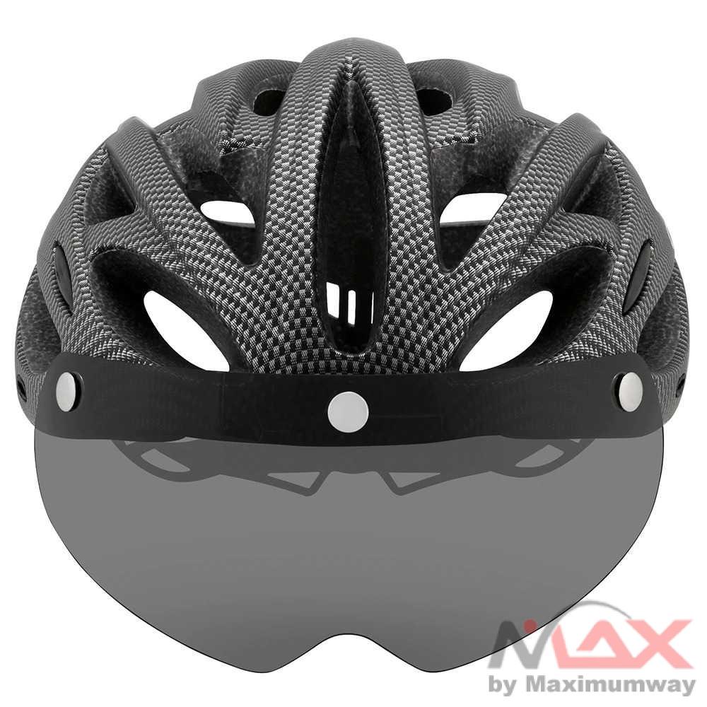 CAIRBULL Helm Sepeda Powermeter MTB Helmet Visor Removable Lens - CB26 Warna Black Carbon