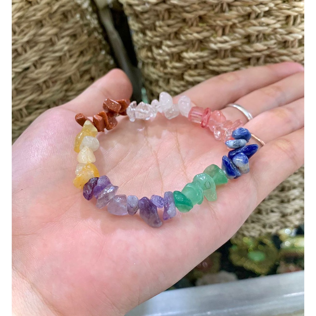 Gelang Batu Alam Asli/Gelang Batu Wanita/Gelang Batu Krikil 7 Cakra
