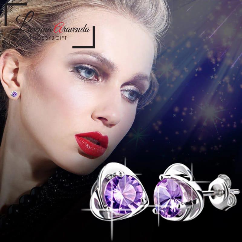 Anting Wanita Titanium Model Love Kristal Crystal Anti Karat Non Alergi AT018