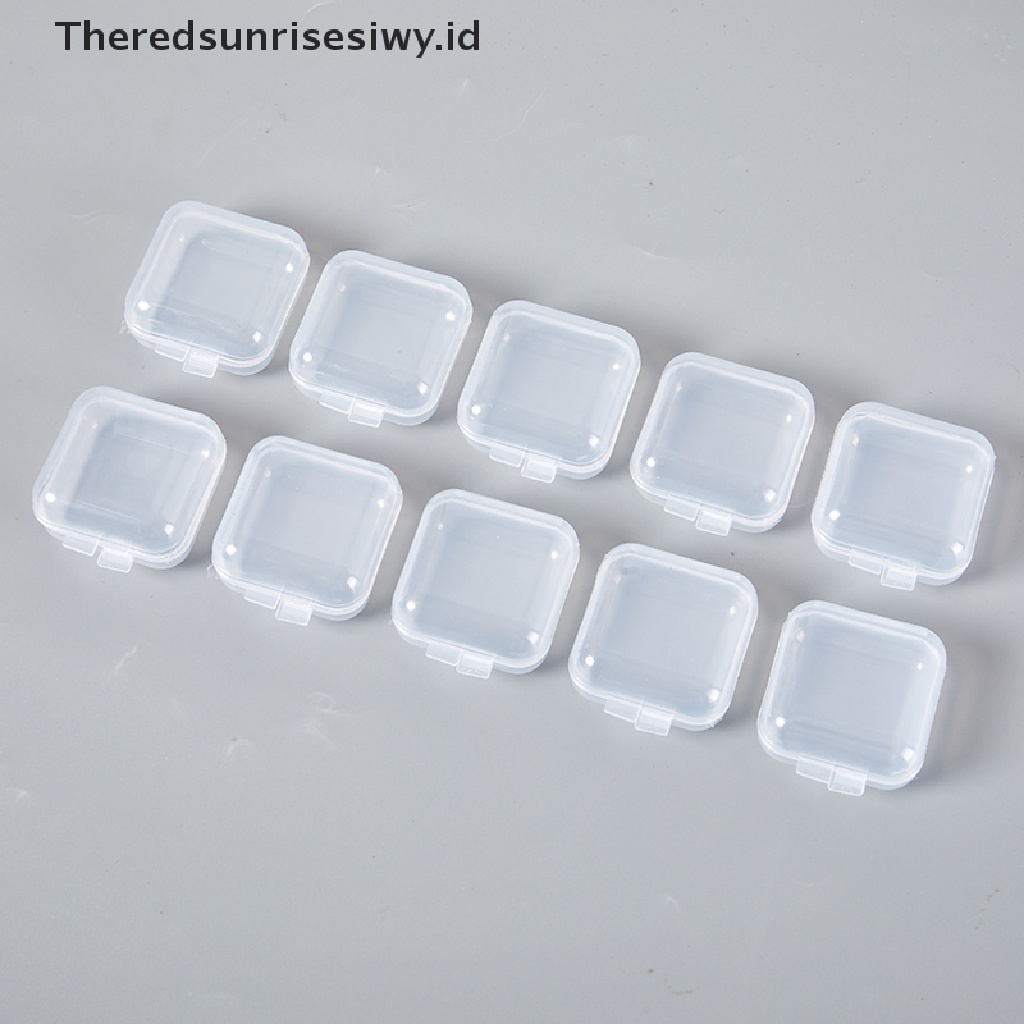 # Alat Rumah Tangga # 10pcs Kotak Penyimpanan Perhiasan Anting Cincin Mini Bahan Plastik Transparan
